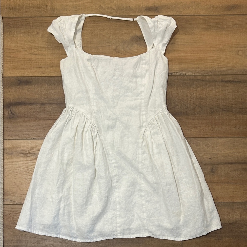 Reformation Oaklyn White Linen Mini Dress